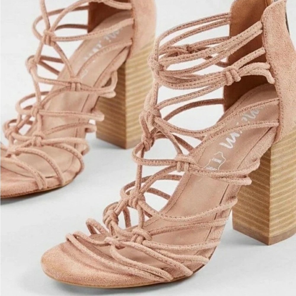 Mi.iM Tan Strappy Sandals Heels Leather Insoles Size 8